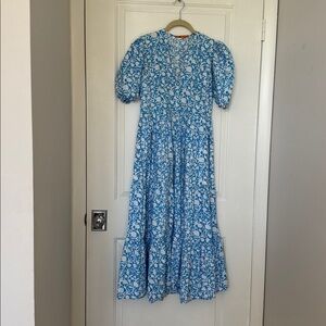 Oliphant Blue and White Long Sleeve Dress
